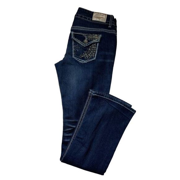 Maurices Premium Jeans Womens Size 7/8 Reg Rhinestones Thick Stitches Denim - Picture 3 of 11